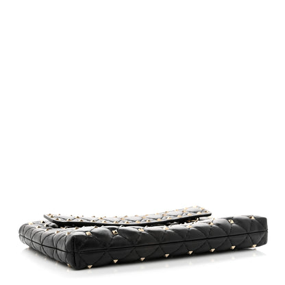 Valentino Garavani Nappa Rockstud Spike Side Slip Zip Clutch Black 4 of 7
