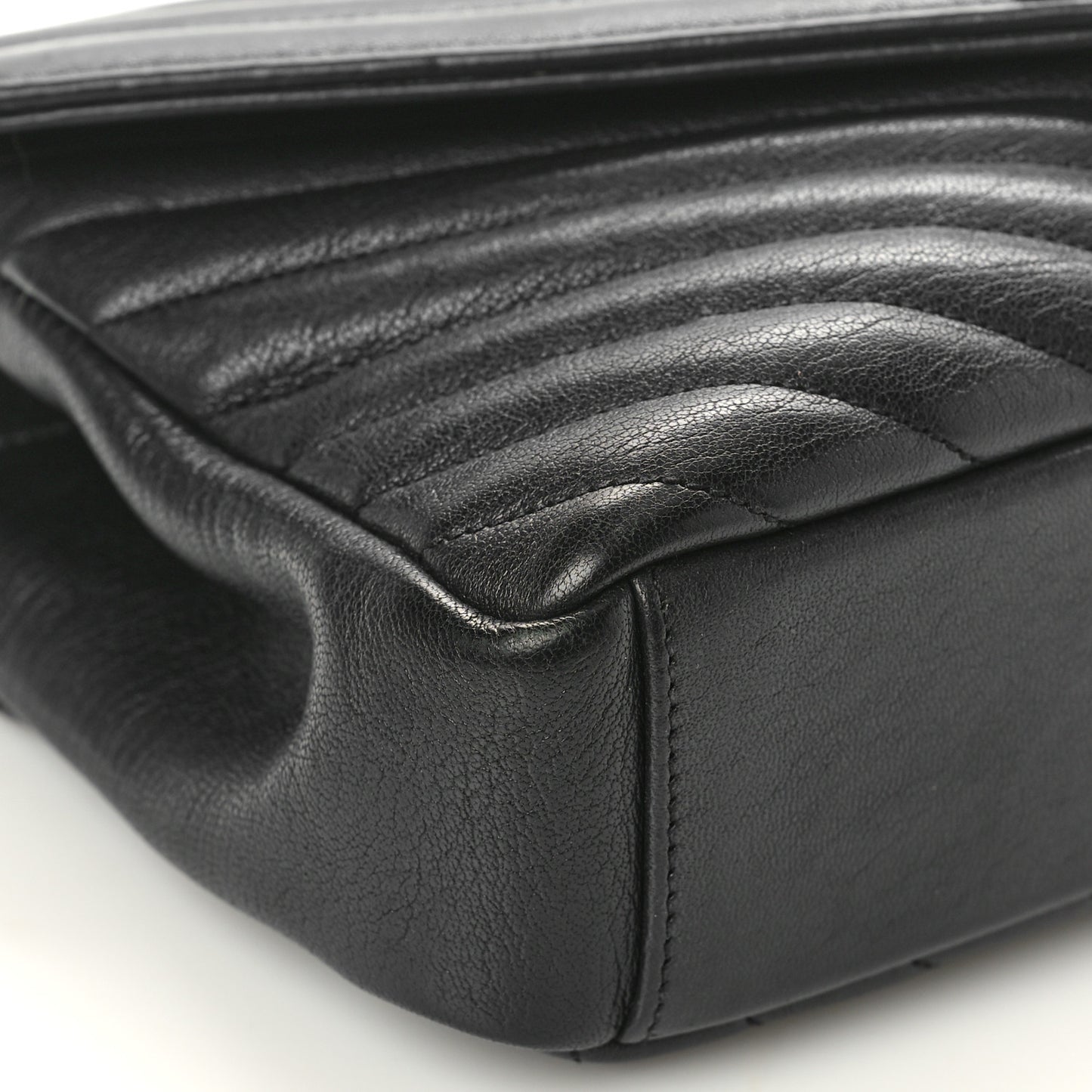 Sheepskin Matelasse Chevron Monogram Medium College Bag Black