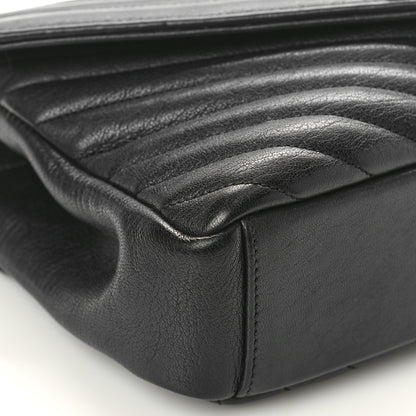 Saint Laurent Sheepskin Matelasse Chevron Monogram Medium College Bag Black 10 of 11