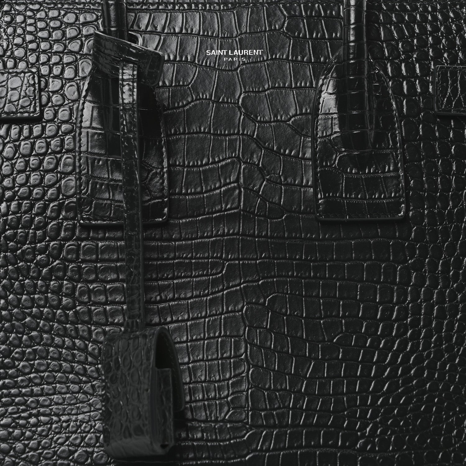 Saint Laurent Patent Crocodile Embossed Small Sac de Jour Dark Green 7 of 9