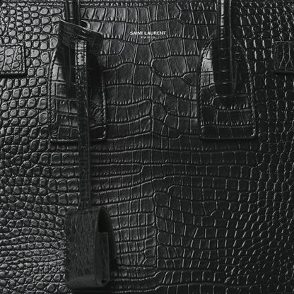 Saint Laurent Patent Crocodile Embossed Small Sac de Jour Dark Green 7 of 9