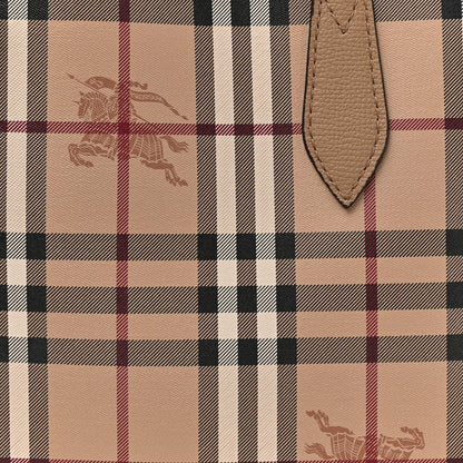 Burberry Grainy Calfskin Haymarket Check Medium Reversible Tote Camel 11 of 21