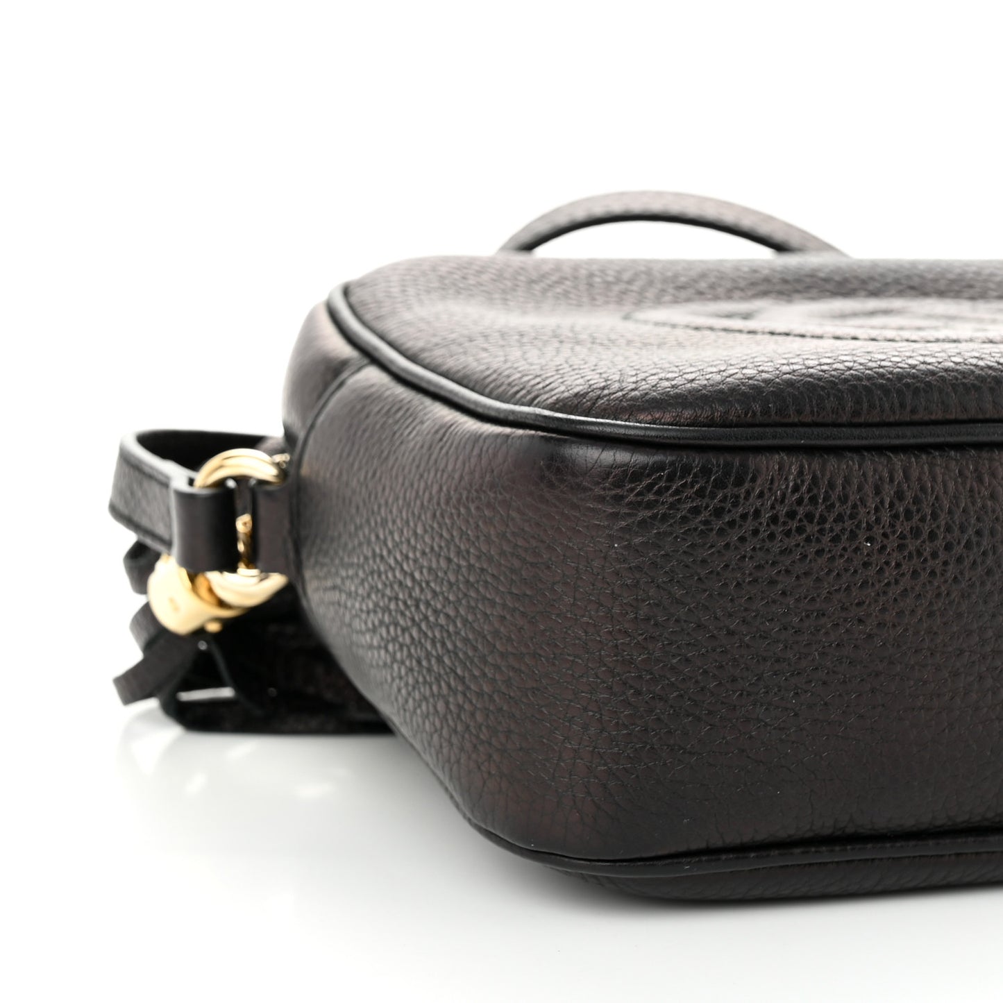 Pebbled Calfskin Small Soho Disco Bag Black