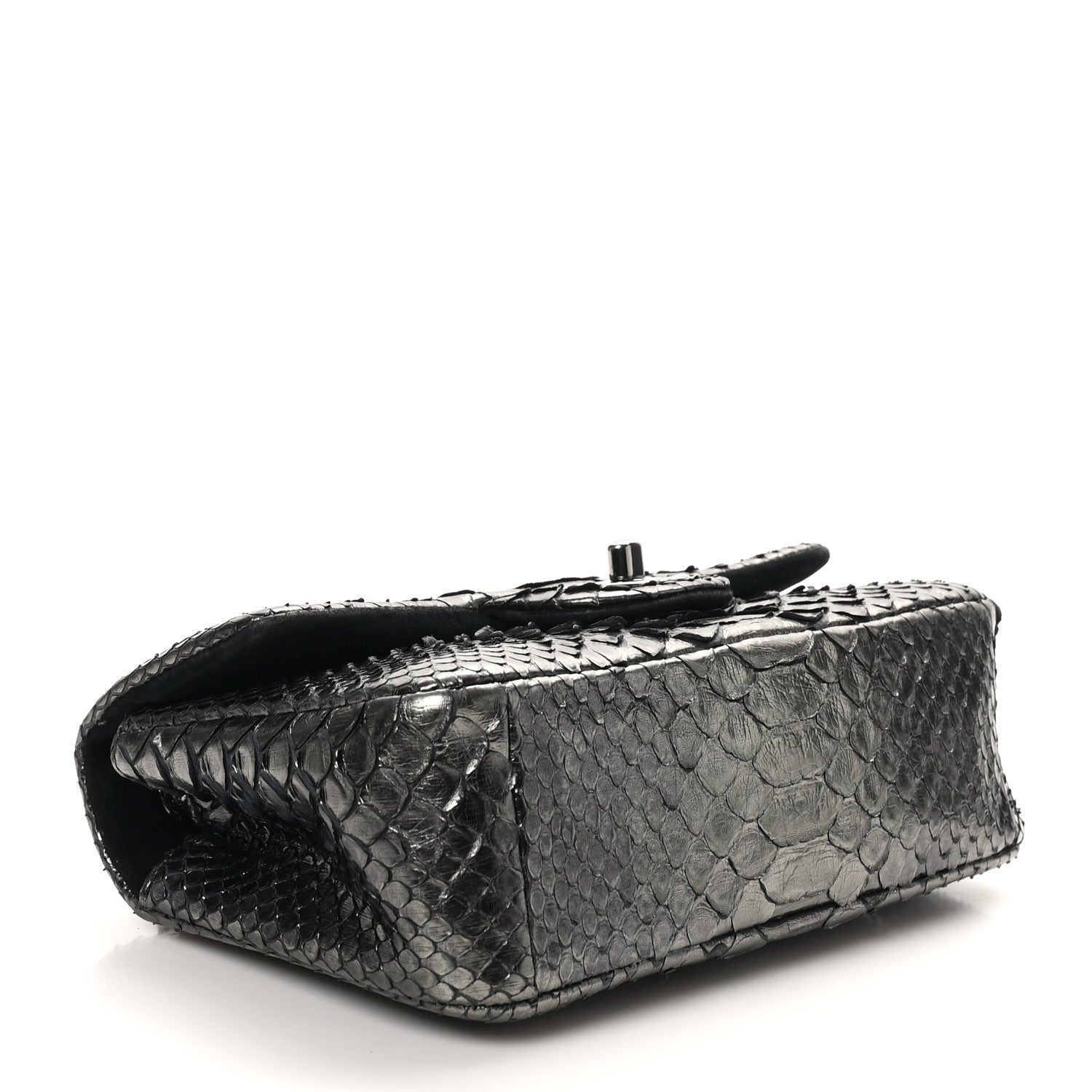 Chanel Metallic Snakeskin Mini Rectangular Flap Dark Silver 4 of 10