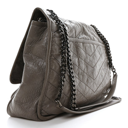 Saint Laurent Crinkled Calfskin Matelasse Monogram Large Niki Chain Satchel Fog 3 of 11
