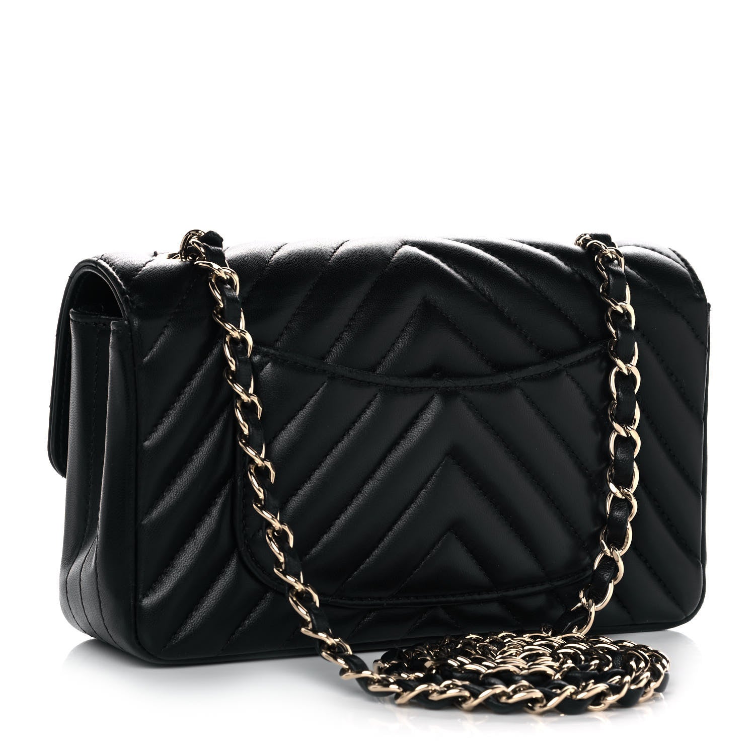 Chanel Lambskin Chevron Quilted Mini Rectangular Flap Black 3 of 12