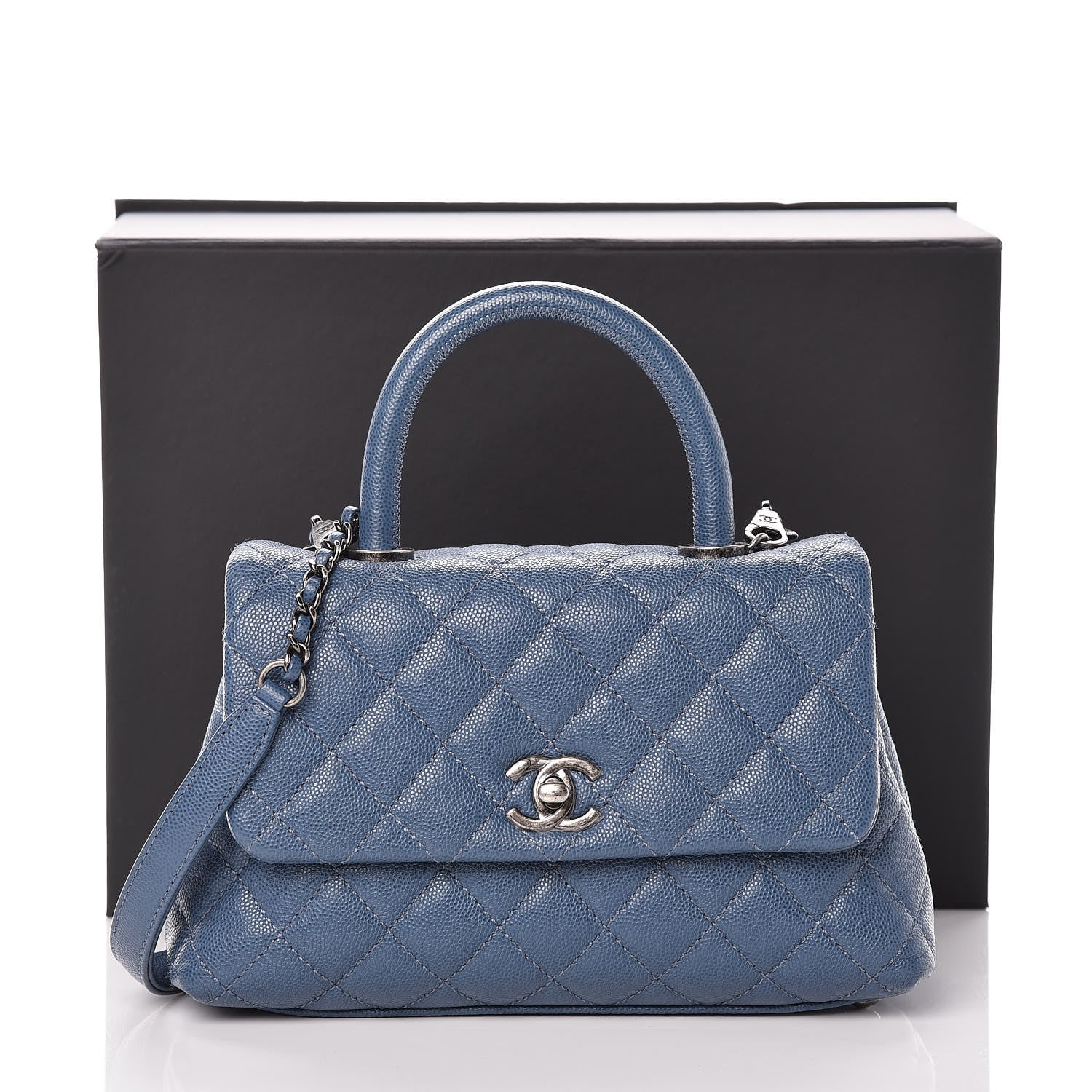 Chanel Caviar Quilted Mini Coco Handle Flap Blue 10 of 10