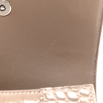 Balenciaga Shiny Calfskin Crocodile Embossed Hourglass Top Handle Bag XS Mink Grey 12 of 12