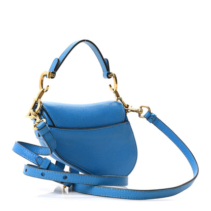 Christian Dior Goatskin Micro Saddle Bag With Strap Blue 3 of 10