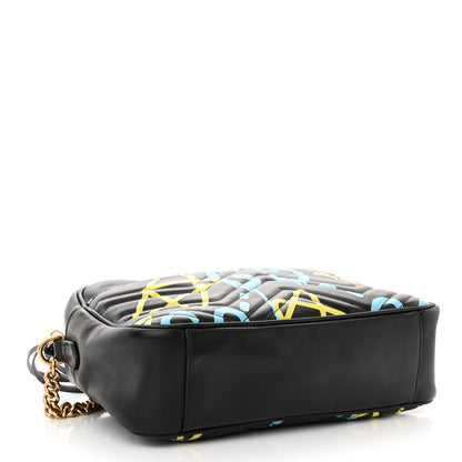 Gucci Calfskin Matelasse GucciGhost Medium GG Marmont Chain Shoulder Bag Black New Acquamarine 4 of 12