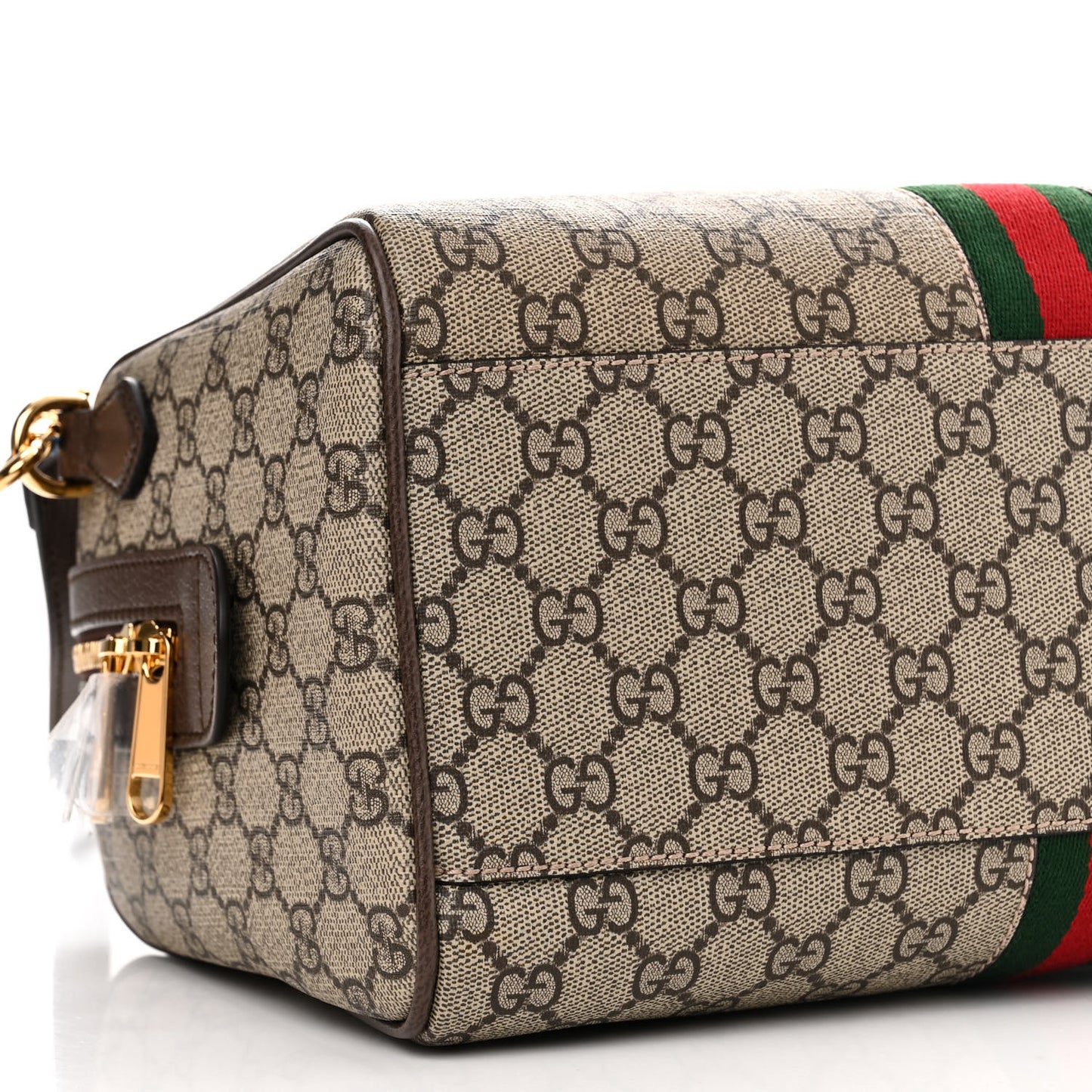 GG Supreme Monogram Web Medium Ophidia Top Handle Bag Beige Ebony