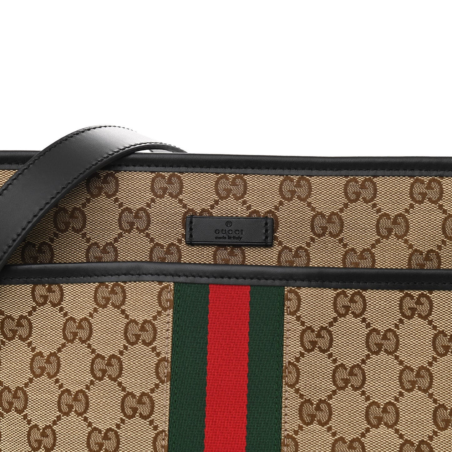 GG Monogram Web Flat Messenger Bag Black