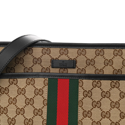 Gucci GG Monogram Web Flat Messenger Bag Black 9 of 11