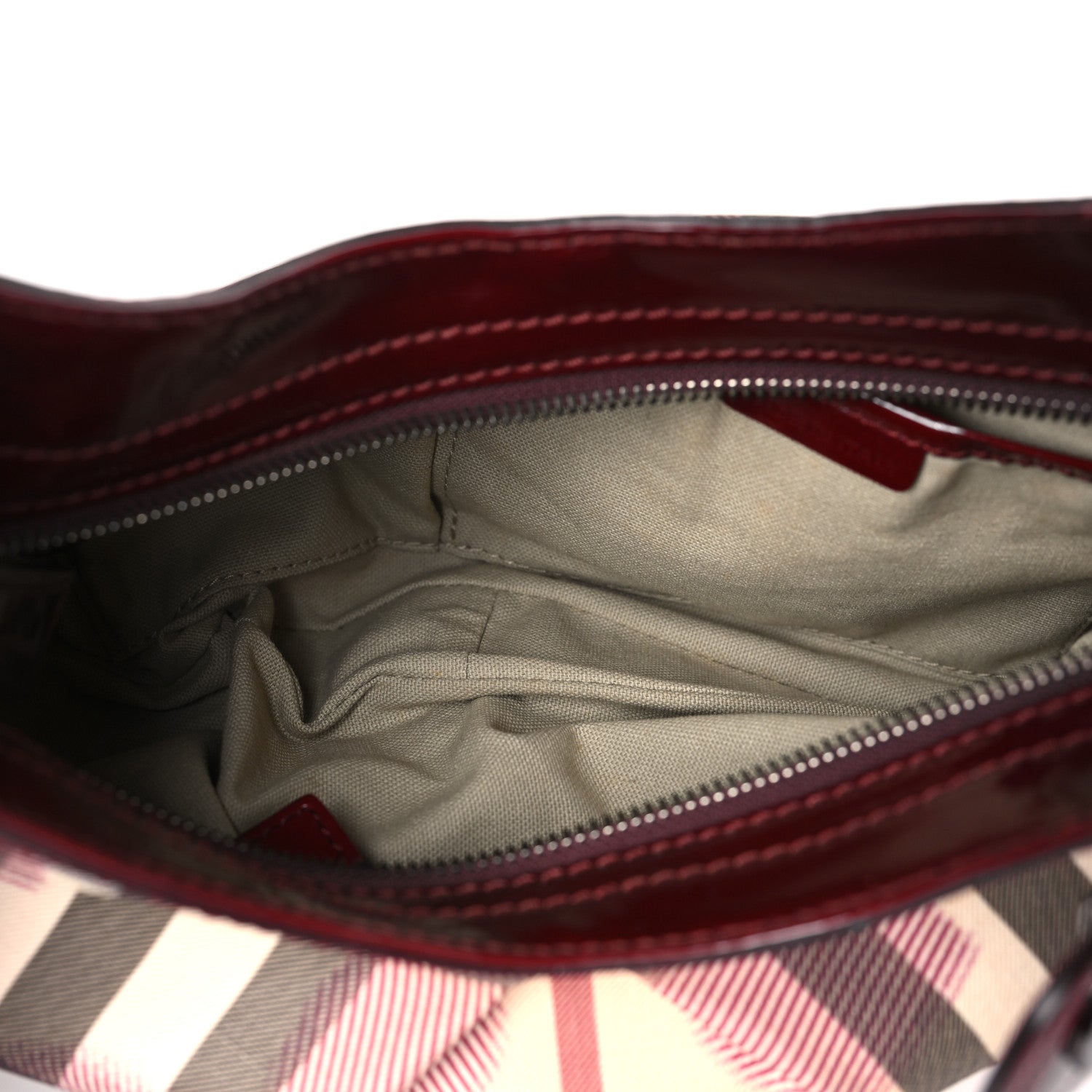 Burberry Patent Nova Check Heart Hobo Berry Red 5 of 9