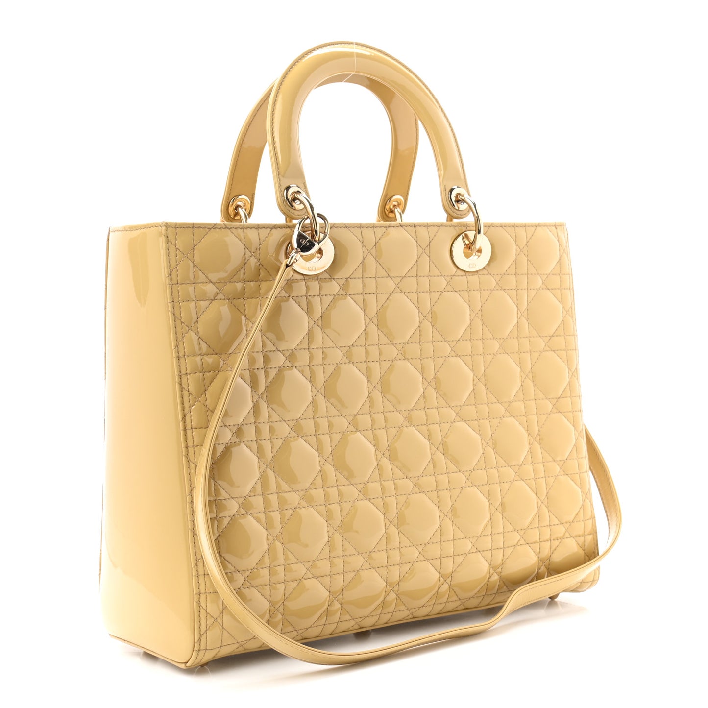 Patent Cannage Large Lady Dior Beige