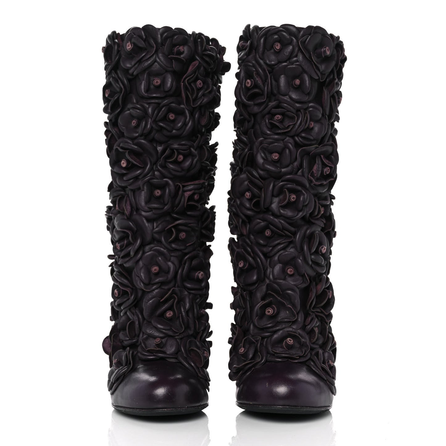 Calfskin Camellia Boots 40 Bordeaux