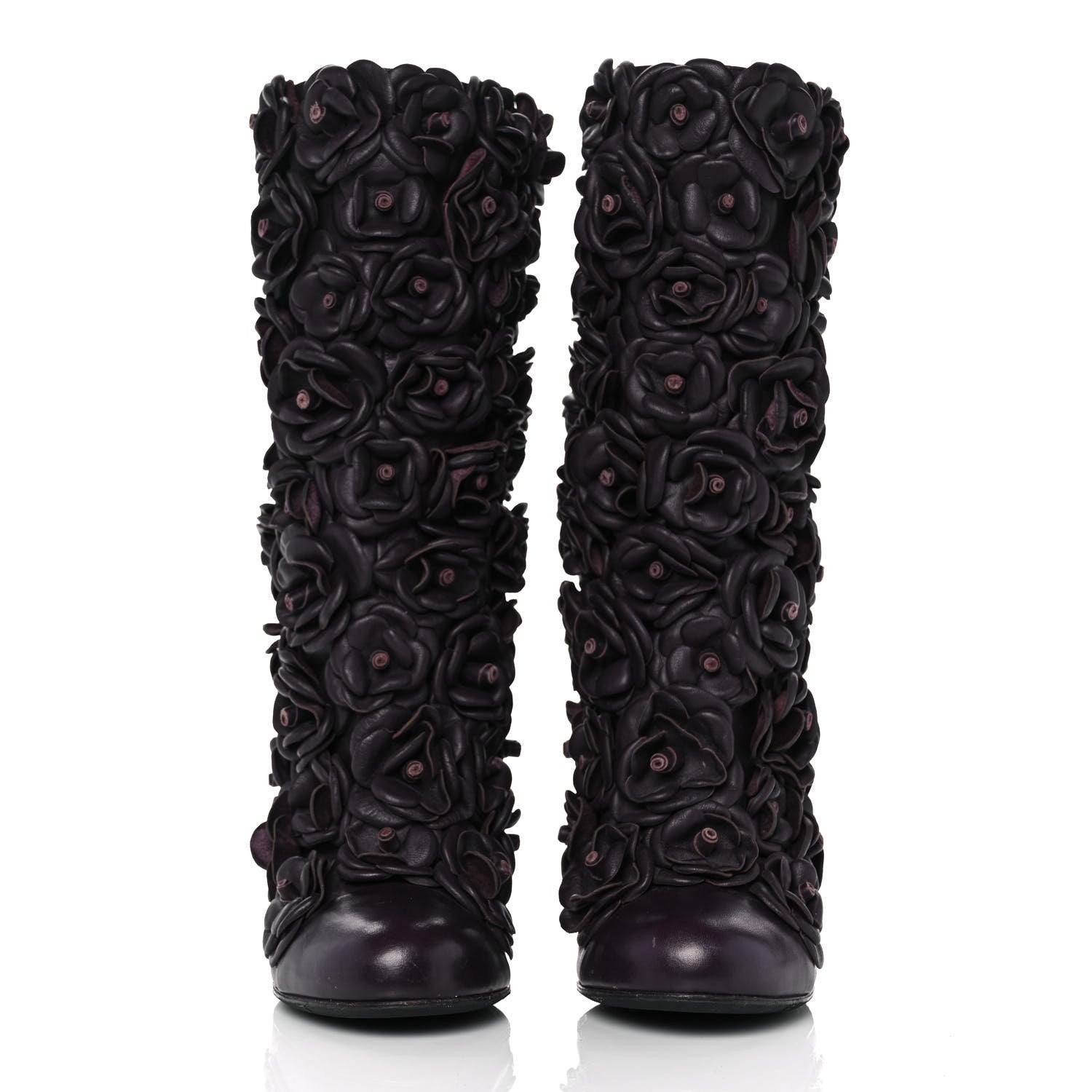 Chanel Calfskin Camellia Boots 40 Bordeaux 2 of 8