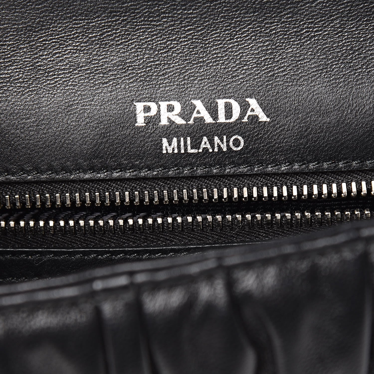 Prada Nappa Gaufre Small Sound Chain Flap Shoulder Bag Black 6 of 9