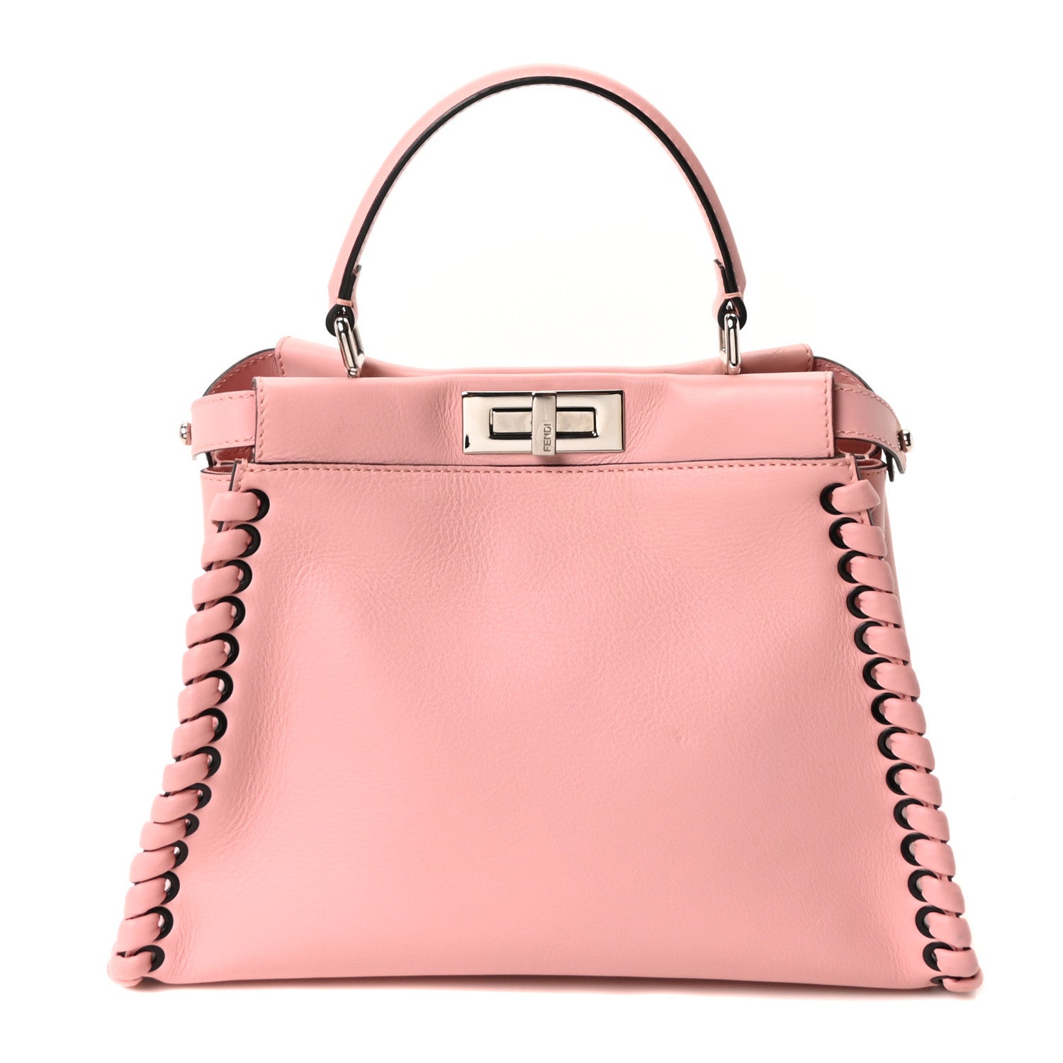 Fendi Vitello Seta Lace Up Medium Peekaboo Iconic Satchel Bubblegum 1 of 10
