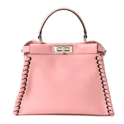 Fendi Vitello Seta Lace Up Medium Peekaboo Iconic Satchel Bubblegum 1 of 10