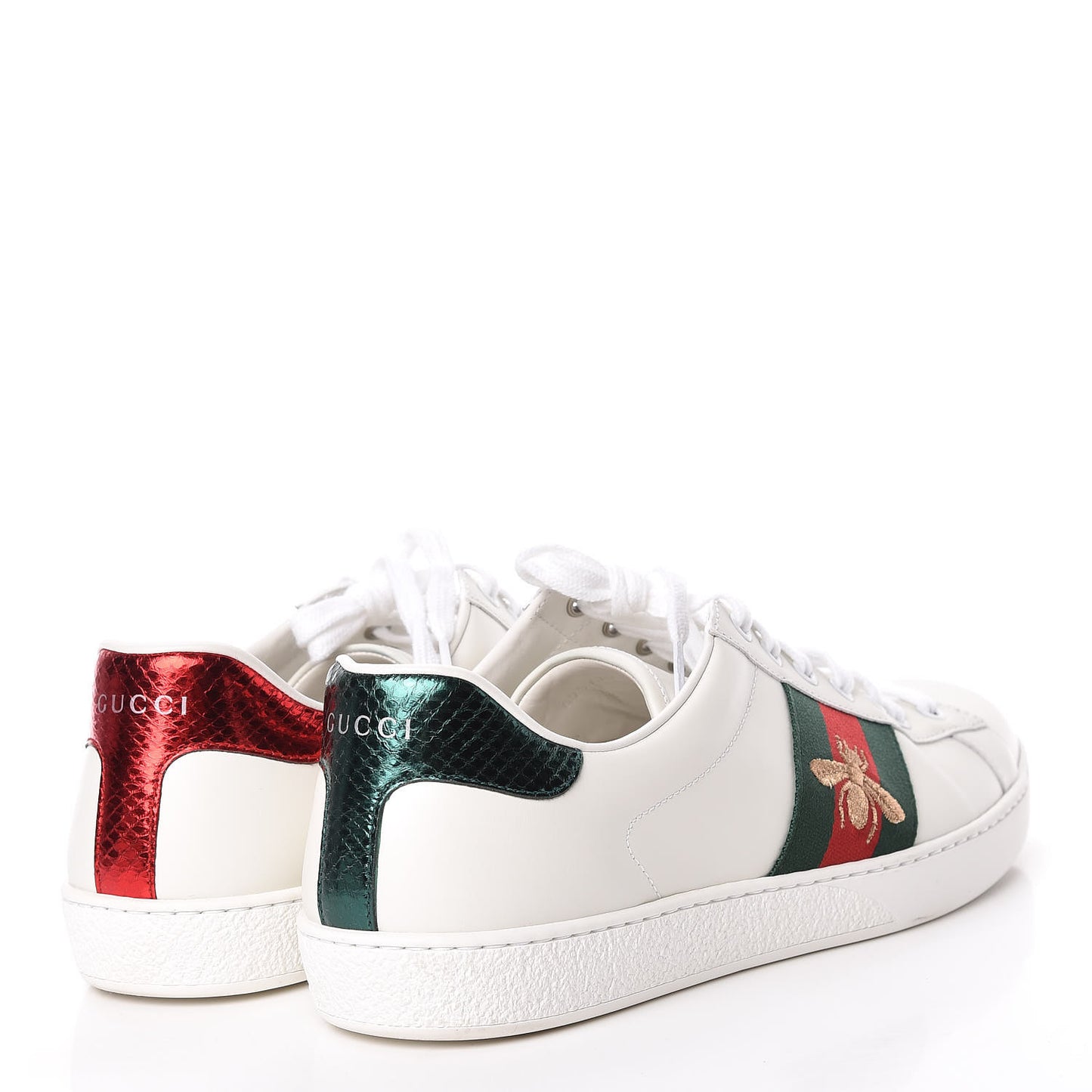 Miro Soft Calfskin Laminated Ayers Web Bee Embroidered Mens Ace Sneakers 9.5 White Green