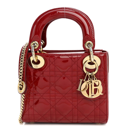 Christian Dior Patent Cannage Mini Lady Dior Red 1 of 11