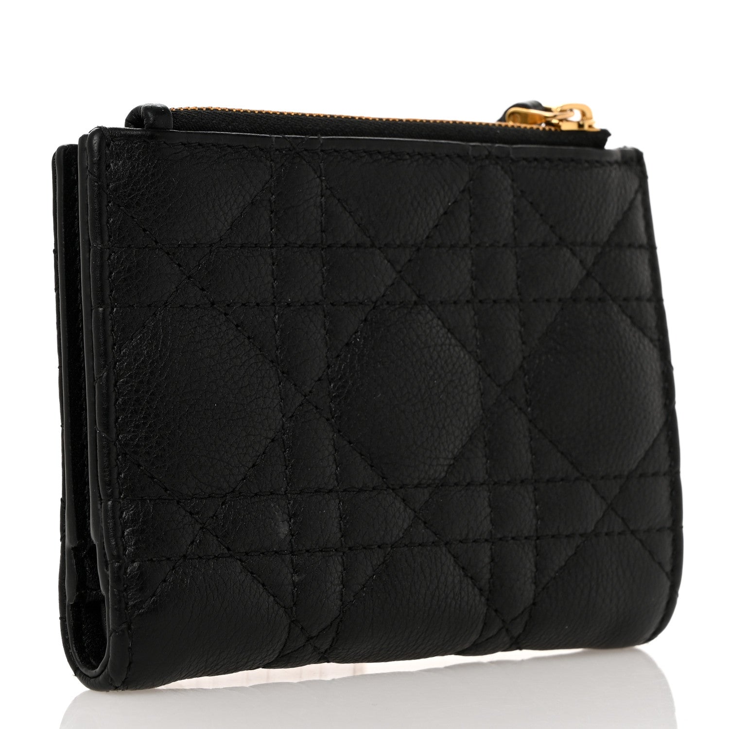 Christian Dior Grained Calfskin Supple Cannage Caro Dahlia Wallet Black 3 of 8