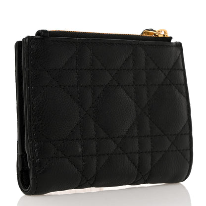 Christian Dior Grained Calfskin Supple Cannage Caro Dahlia Wallet Black 3 of 8