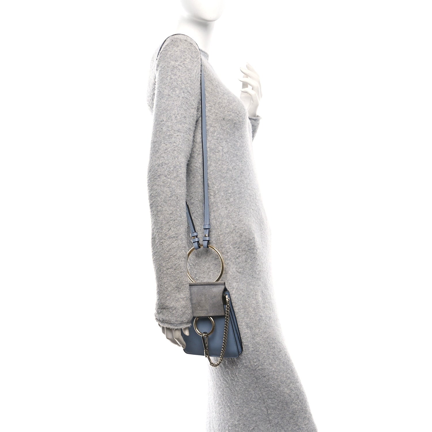 Chloe Suede Calfskin Mini Faye Bracelet Bag Washed Blue 2 of 10