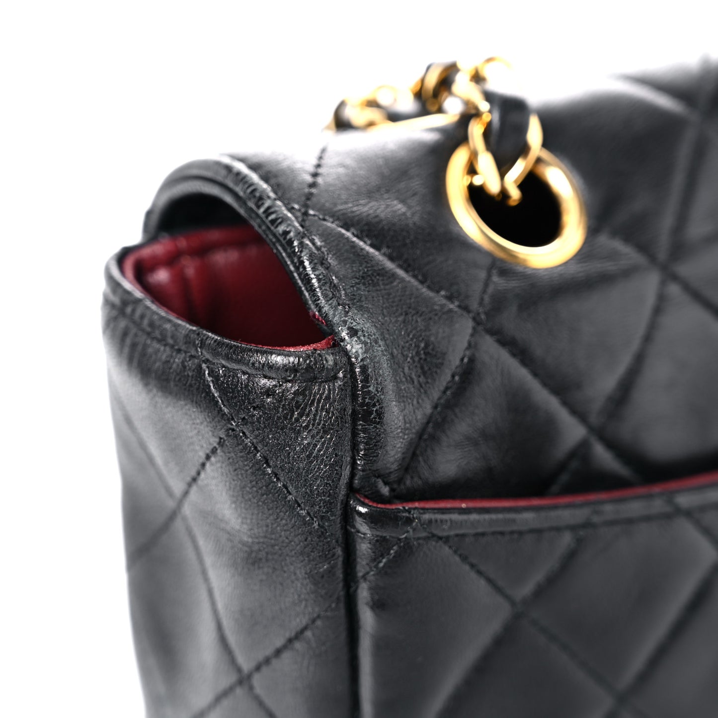 Lambskin Quilted Medium Single Flap Black