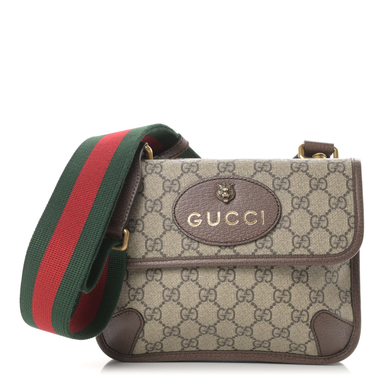 Gucci GG Supreme Monogram Web Small Neo Vintage Double Flap Messenger Bag Beige New Acero 1 of 12