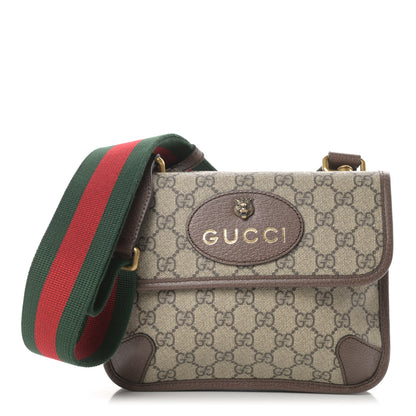 Gucci GG Supreme Monogram Web Small Neo Vintage Double Flap Messenger Bag Beige New Acero 1 of 12