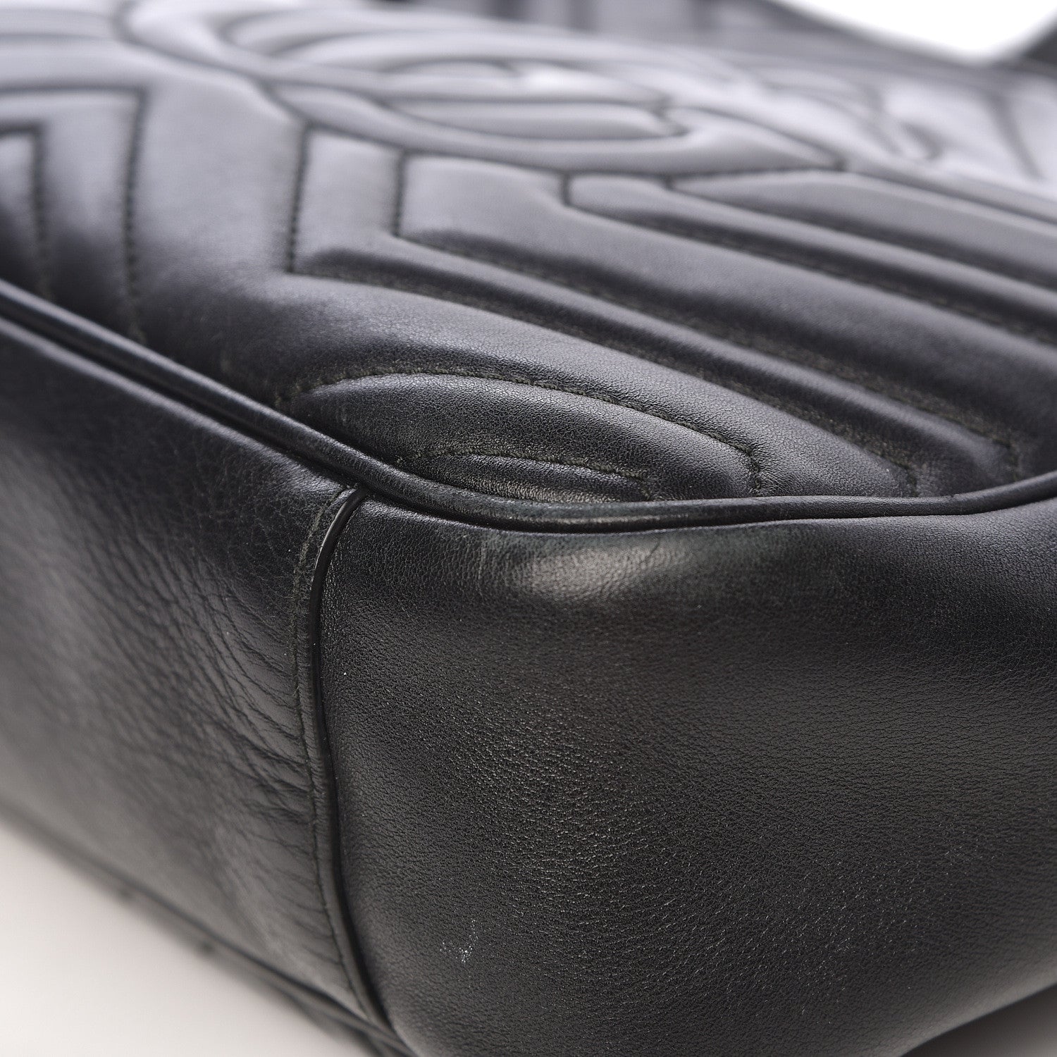 Gucci Calfskin Matelasse Medium GG Marmont Chain Shoulder Bag Black 13 of 15
