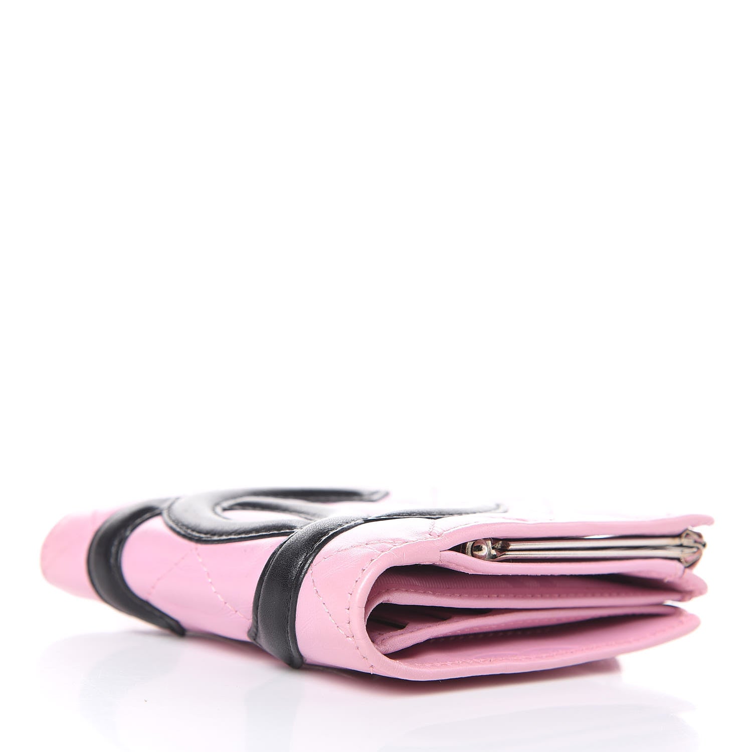 Chanel Calfskin Quilted Cambon Bi-Fold Wallet Pink Black 4 of 14