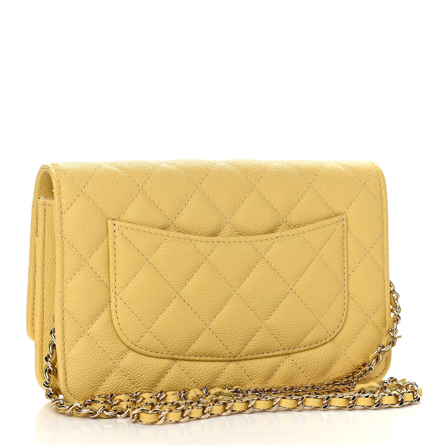 Caviar Quilted Tiny CC Wallet On Chain WOC Yellow