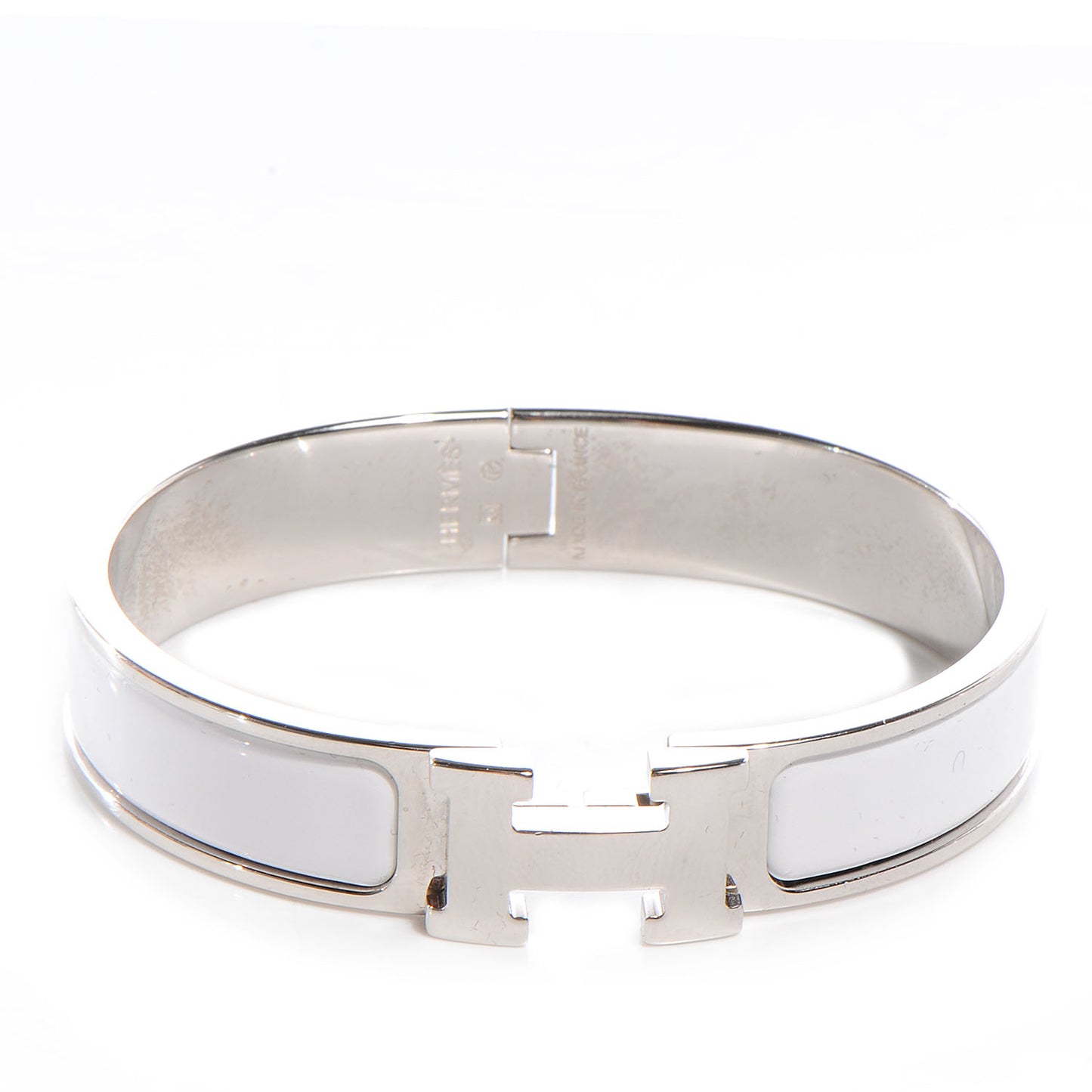 Enamel Narrow Clic Clac H Bracelet PM White