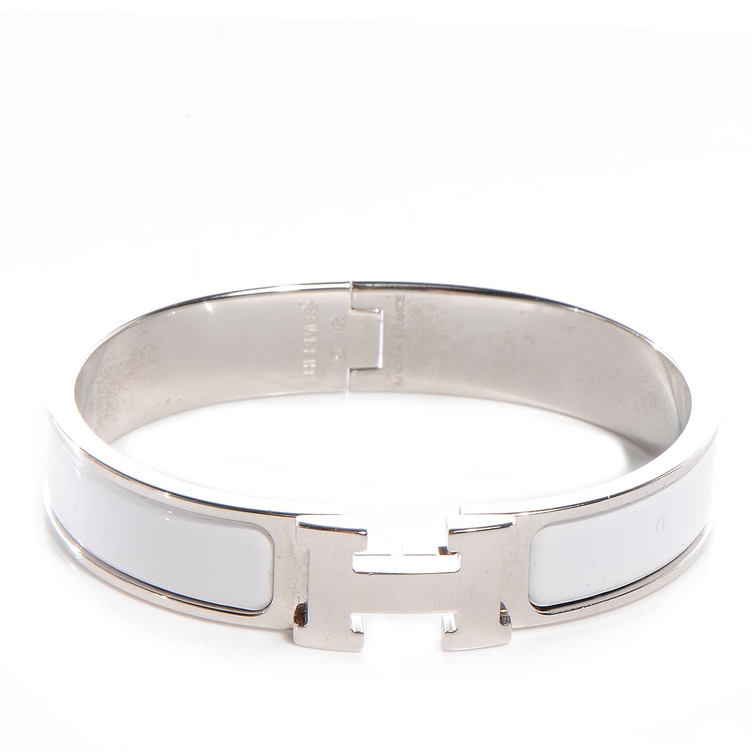 Hermes Enamel Narrow Clic Clac H Bracelet PM White 1 of 5