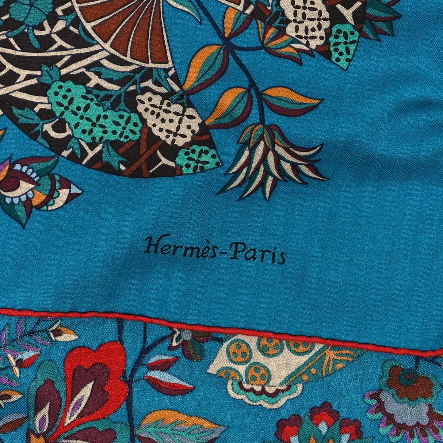 Cashmere Silk Fleurs et Papillons de Tissus Shawl 140 Canard Vert Rouge