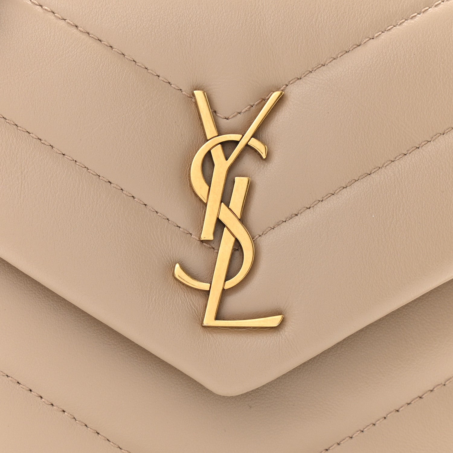 Saint Laurent Calfskin Y Quilted Monogram Toy Loulou Crossbody Bag Latte 9 of 11