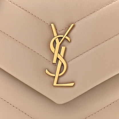Saint Laurent Calfskin Y Quilted Monogram Toy Loulou Crossbody Bag Latte 9 of 11