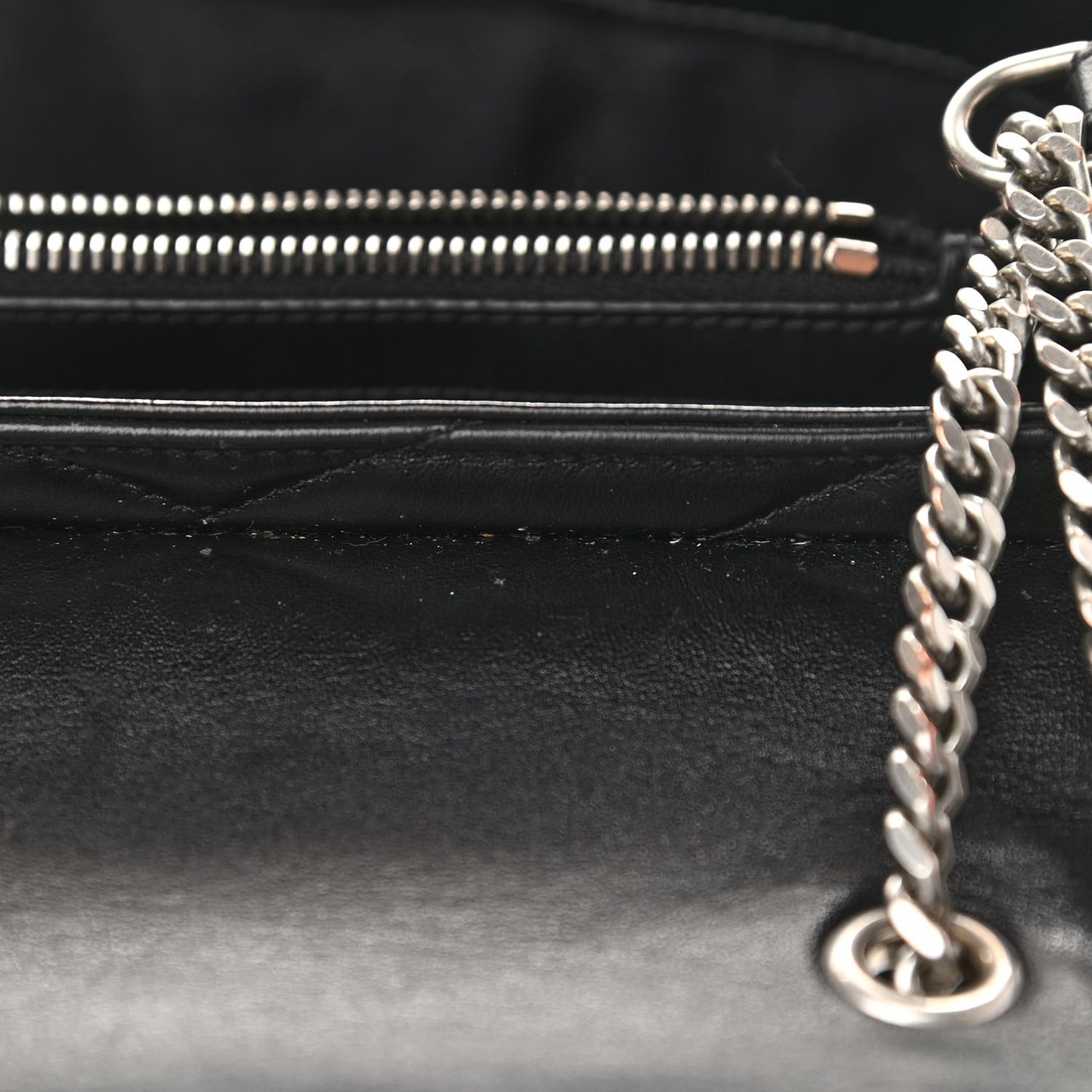 Calfskin Y Quilted Monogram Small Loulou Chain Satchel Black