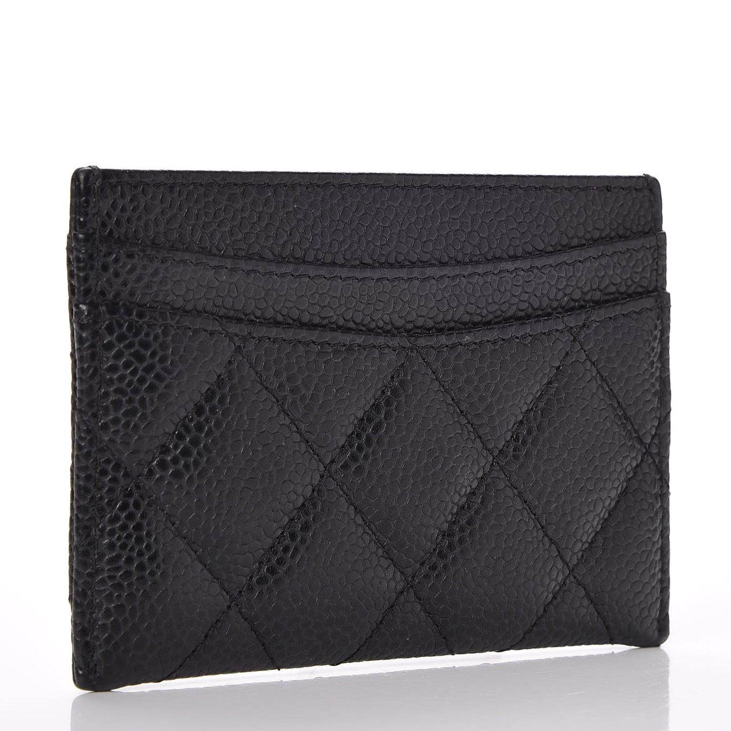 Caviar Quilted Card Holder Black