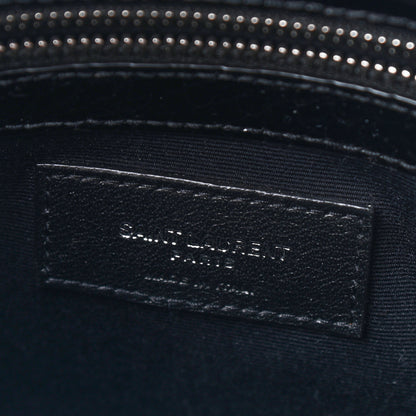 Saint Laurent Shiny Calfskin Crocodile Embossed Small Manhattan Shopper Tote Black 6 of 8