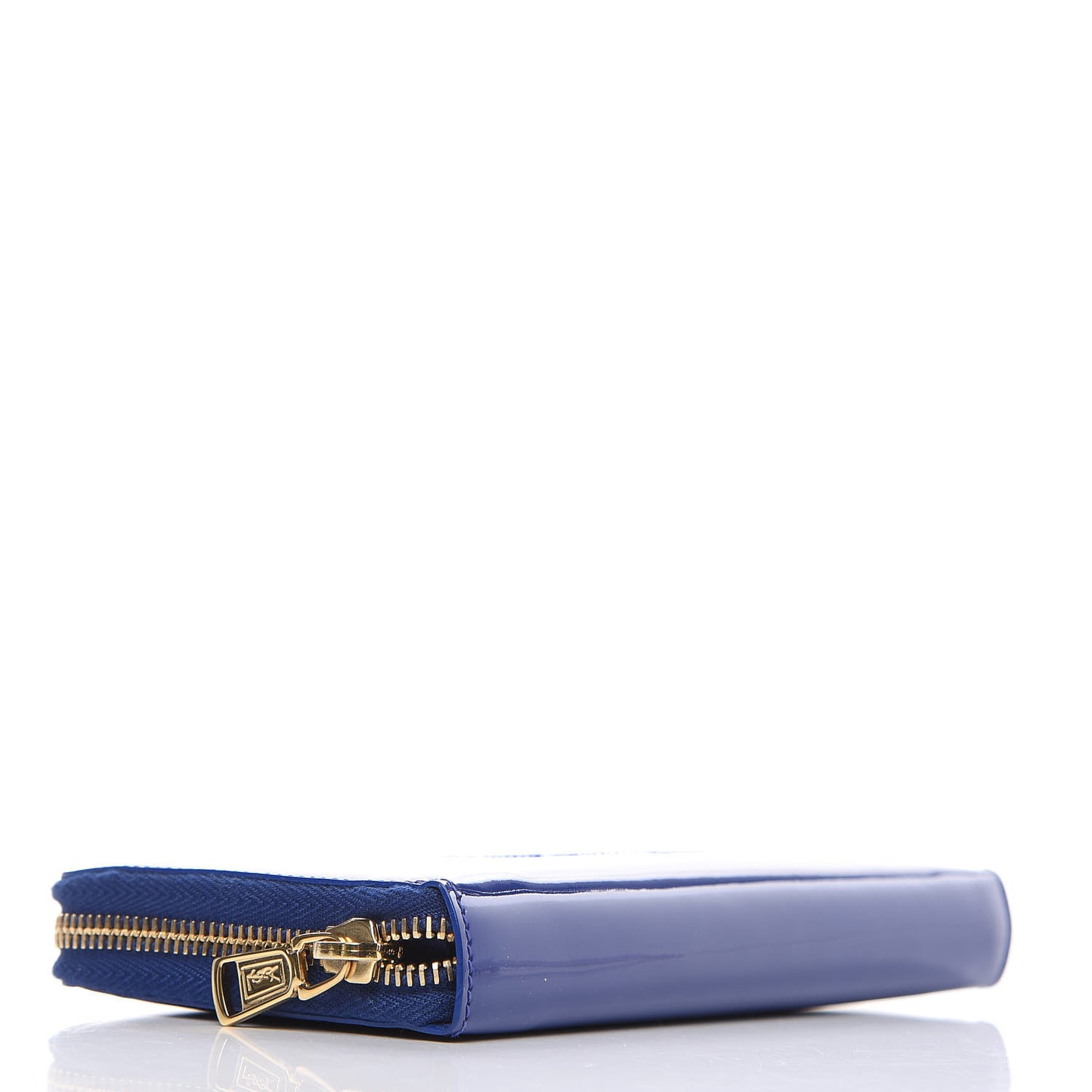 Patent Calfskin Belle De Jour Zip Around Wallet Royal Blue