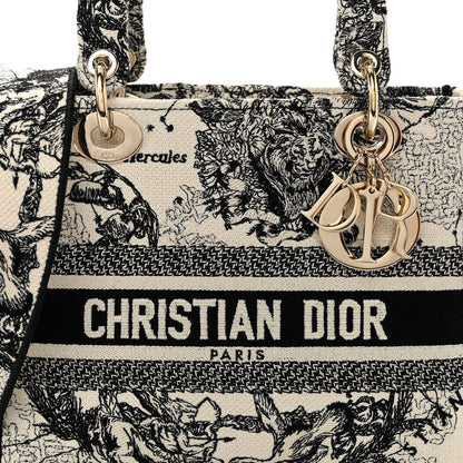 Christian Dior Canvas Embroidered Zodiac Toile De Jouy Medium Lady D-Lite Latte 7 of 9