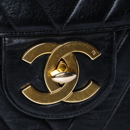 Chanel Lambskin Chevron Quilted Maxi Single Flap Black 12 of 15
