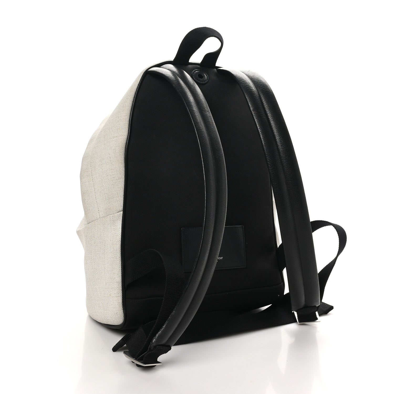 Saint Laurent Canvas Rive Gauche City Backpack White Black 3 of 10
