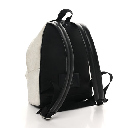 Saint Laurent Canvas Rive Gauche City Backpack White Black 3 of 10