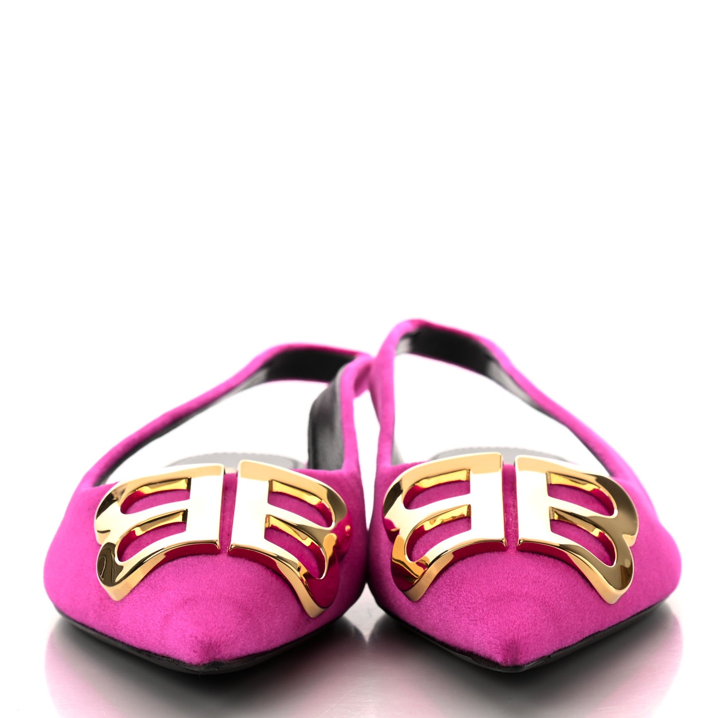 Velvet BB Knife Pointy Toe Slingback Flats 35 Pink
