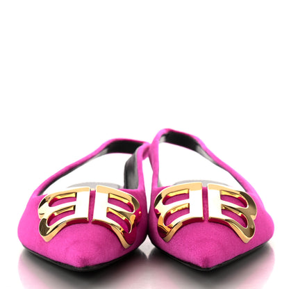 Balenciaga Velvet BB Knife Pointy Toe Slingback Flats 35 Pink 2 of 9